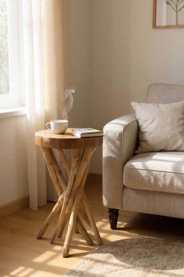 SUAR-TEAK BEISTELLTISCH – Handgefertigter Tisch aus Suar- und Teakholz FaHome