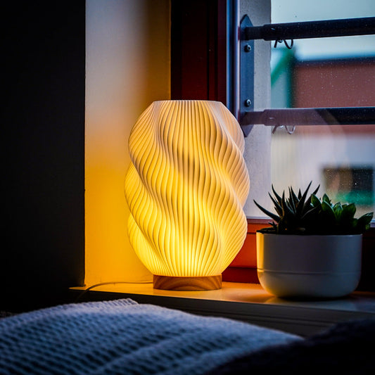 Twuro LED Design-Tischlampe – Wellenoptik & Warmlicht Moonou GbR
