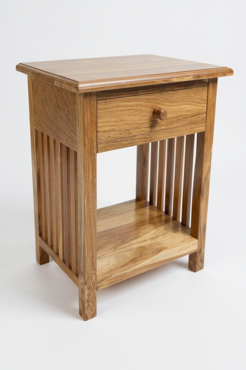 TEAK VINTAGE – Handgefertigter Nachttisch aus massivem Teakholz FaHome