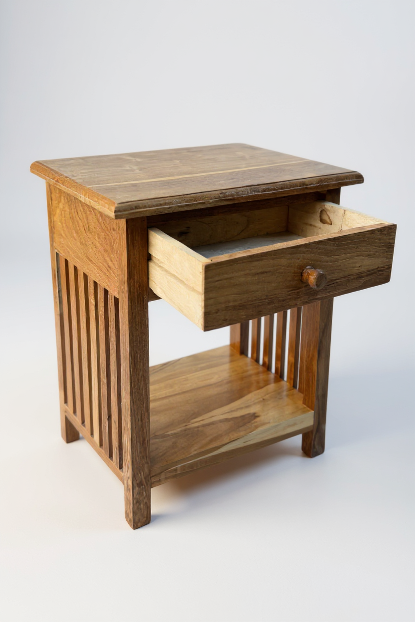 TEAK VINTAGE – Handgefertigter Nachttisch aus massivem Teakholz FaHome