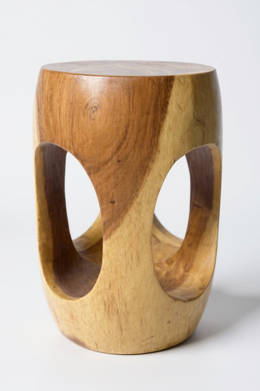 SUARO – Rundhocker aus massivem Suar-Holz FaHome
