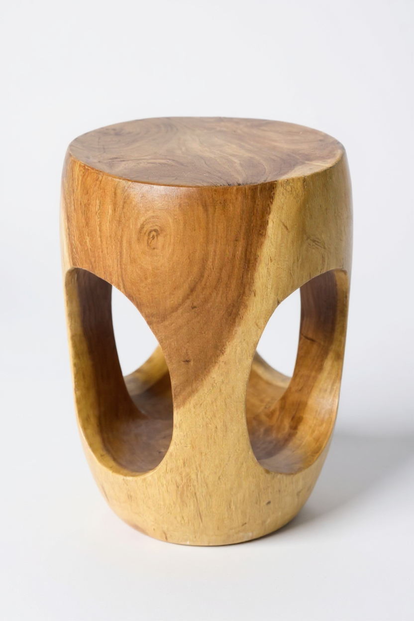 SUARO – Rundhocker aus massivem Suar-Holz FaHome
