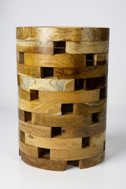 TEAK LAMINATED BLOCK – Handgefertigter Hocker & Beistelltisch aus massivem Teakholz FaHome