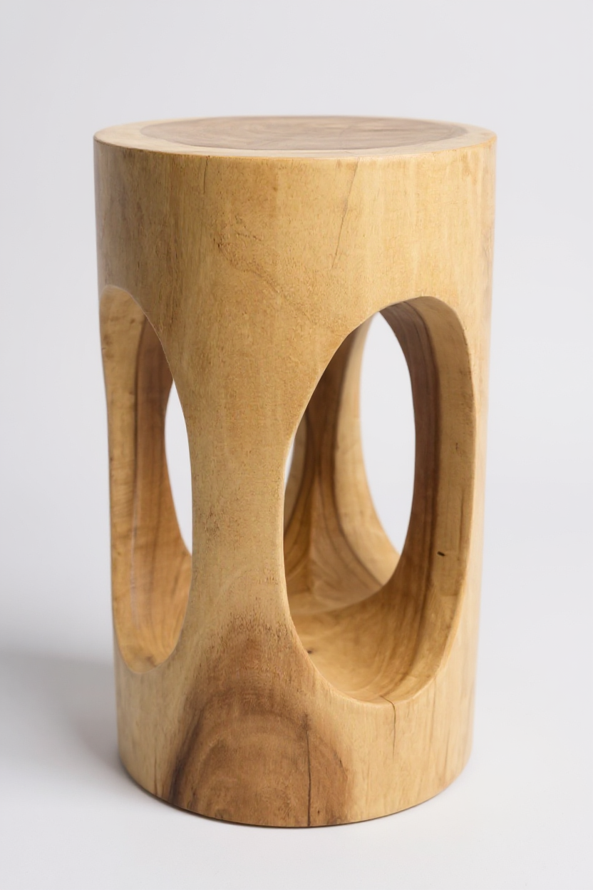 SAMARO – Rundhocker aus massivem Saman-Holz FaHome