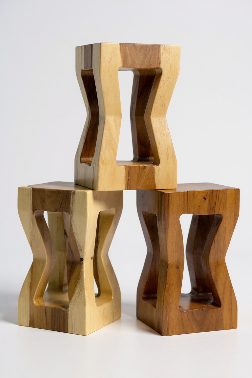 SAMAN CURVE – Handgefertigter Design-Hocker aus massivem Saman-Holz FaHome