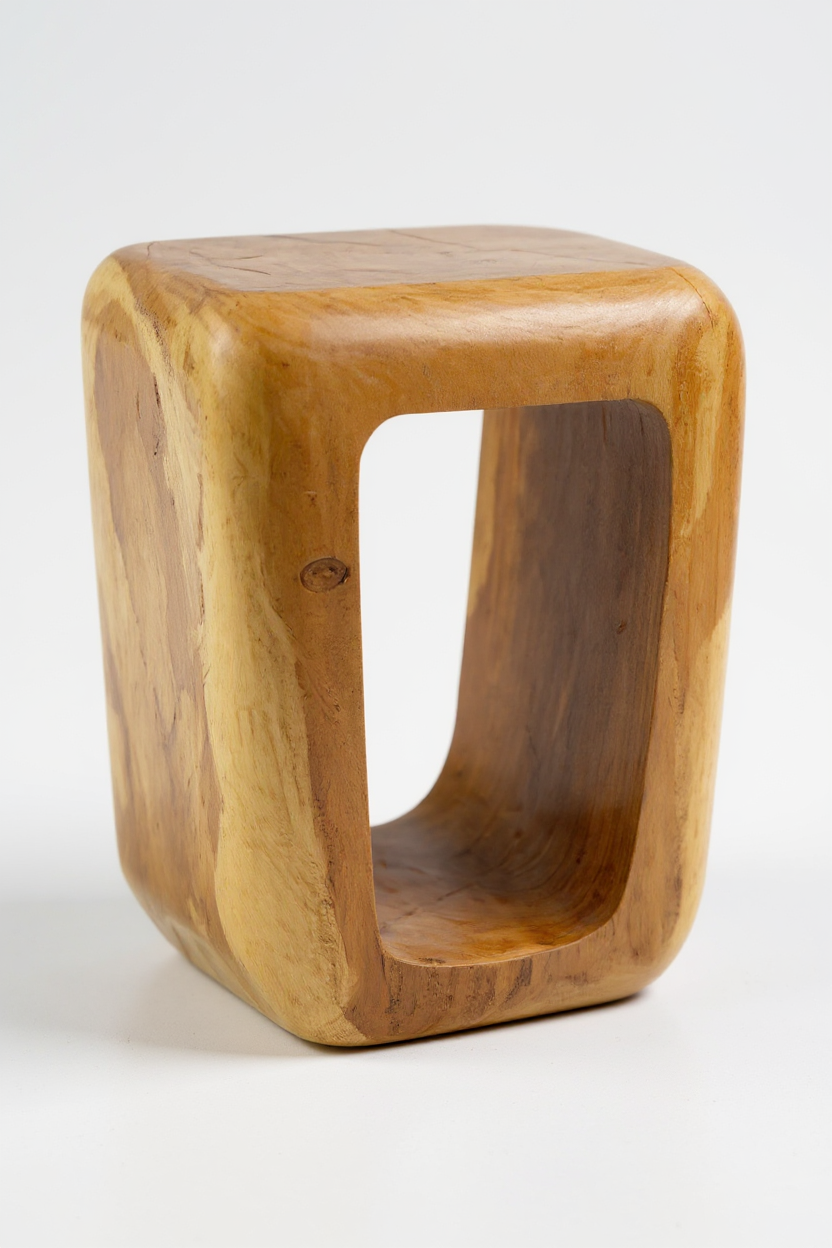 Holzhocker - Beistelltisch Couchtisch - Handgefertigter Hocker aus massivem Suarholz- 50x30x40 cm FaHome