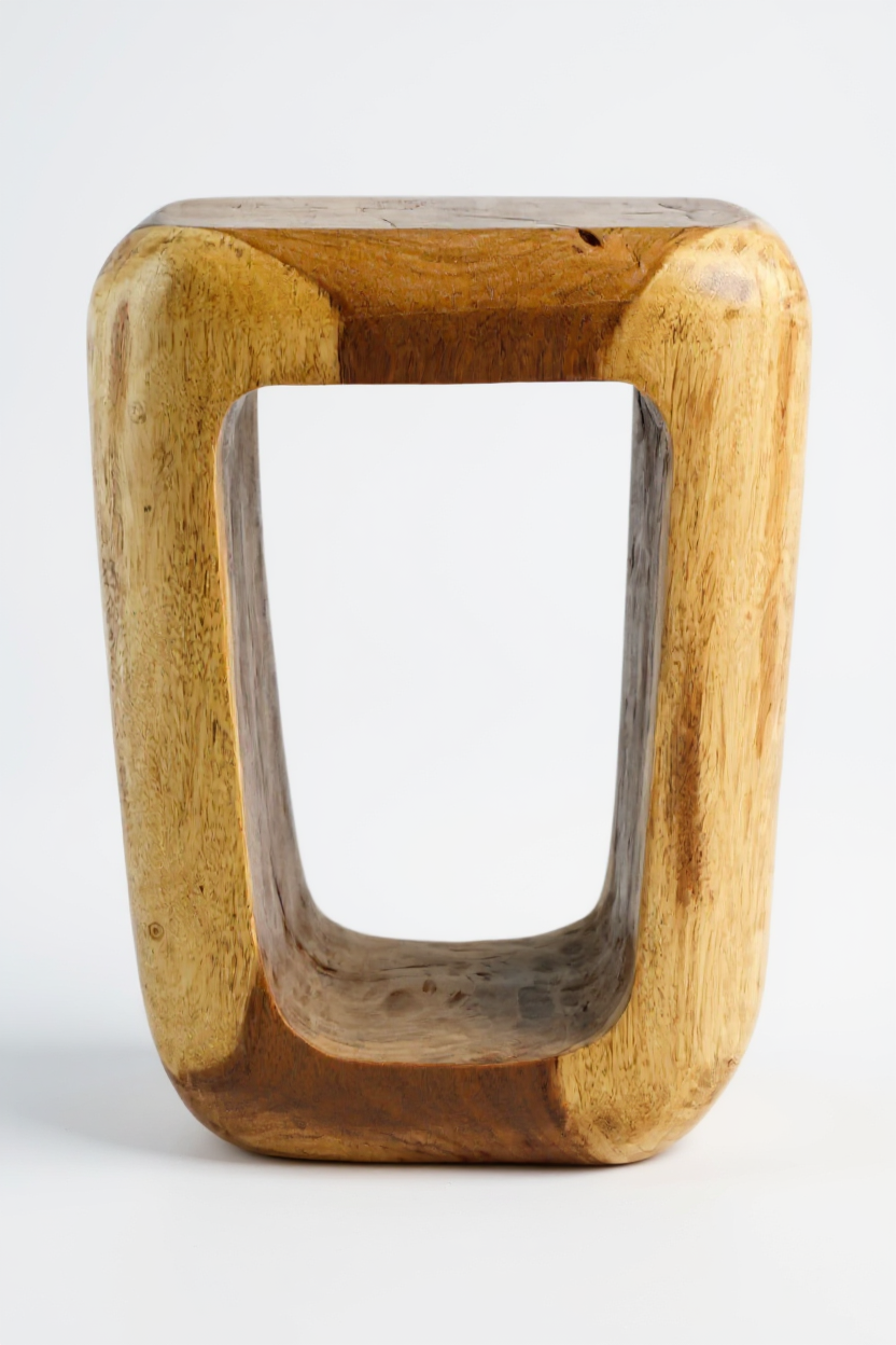 Holzhocker - Beistelltisch Couchtisch - Handgefertigter Hocker aus massivem Suarholz- 50x30x40 cm FaHome