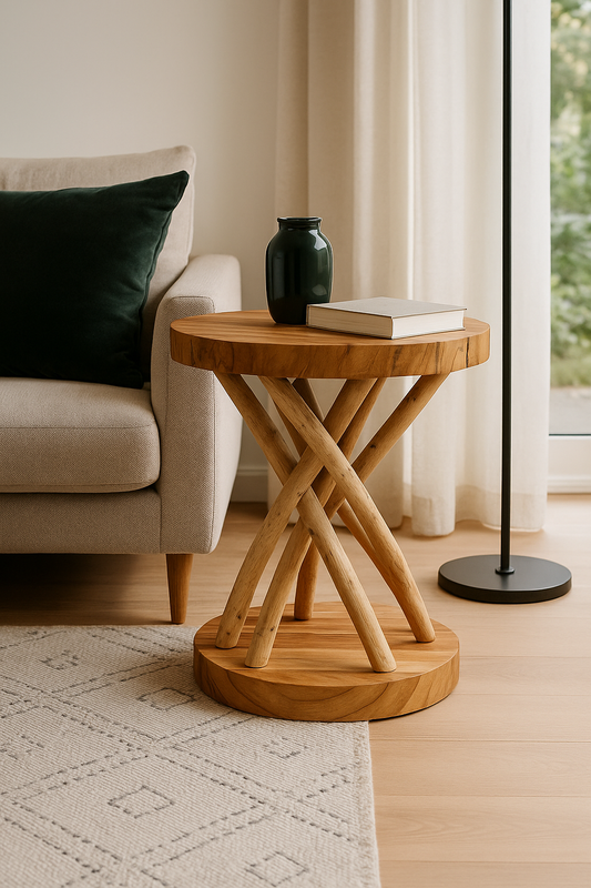 ARBORIA – Beistelltisch aus Suar- & Teakholz mit organischem Ast-Design FaHome