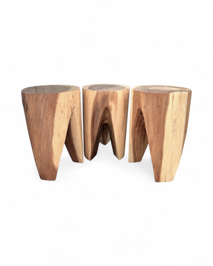 Holzhocker - Beistelltisch Blumenhocker Ablagetisch - Unikat Handgefertigt - Rund stehend aus massivem Suarholz - 45x30x30 cm kaufen | LinkeHomeStore