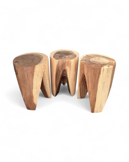 Holzhocker - Beistelltisch Blumenhocker Ablagetisch - Unikat Handgefertigt - Rund stehend aus massivem Suarholz - 45x30x30 cm kaufen | LinkeHomeStore