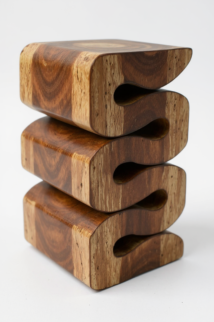 Saman Curve – Handgefertigter Samanholz Hocker & Beistelltisch