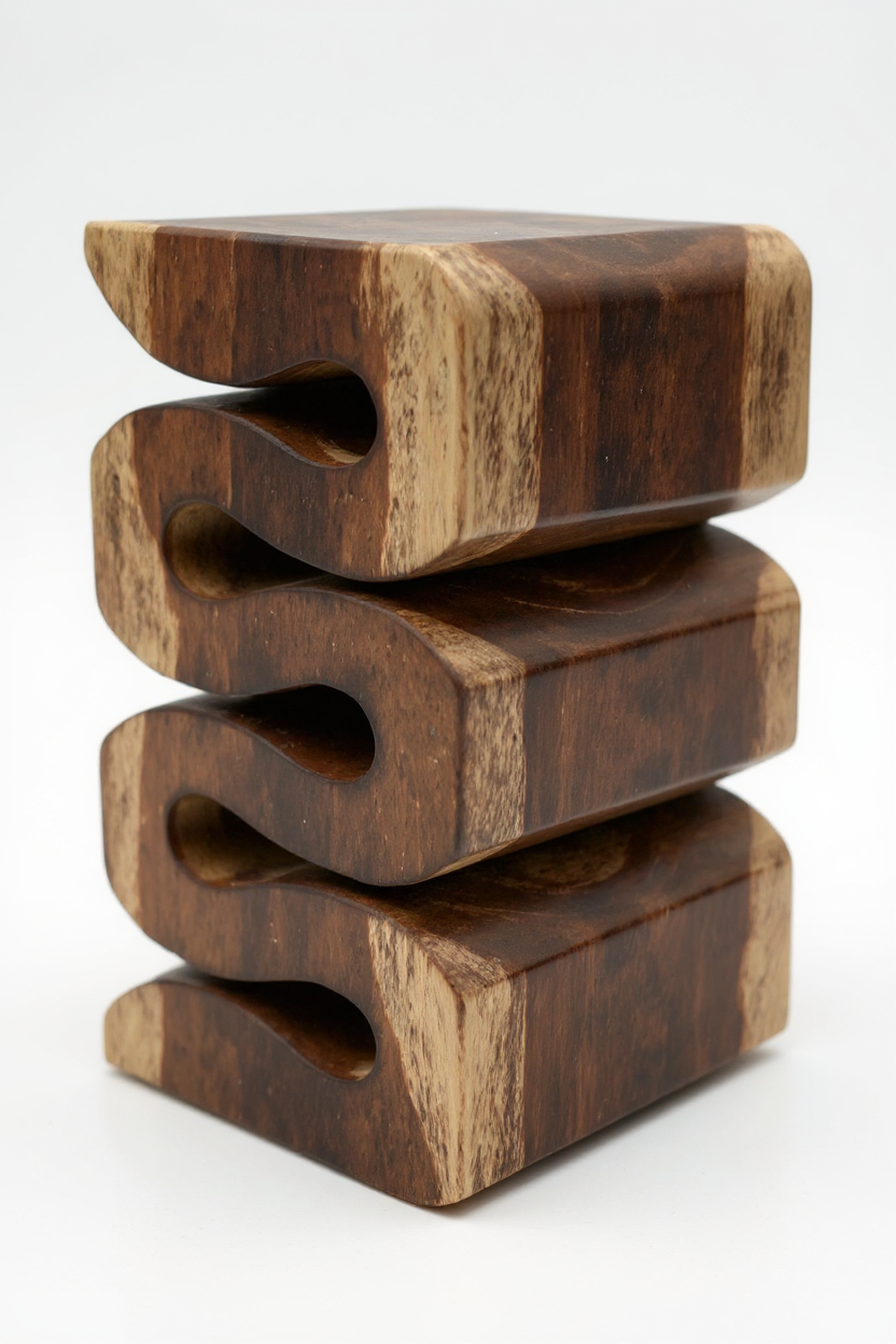 Saman Curve – Handgefertigter Samanholz Hocker & Beistelltisch