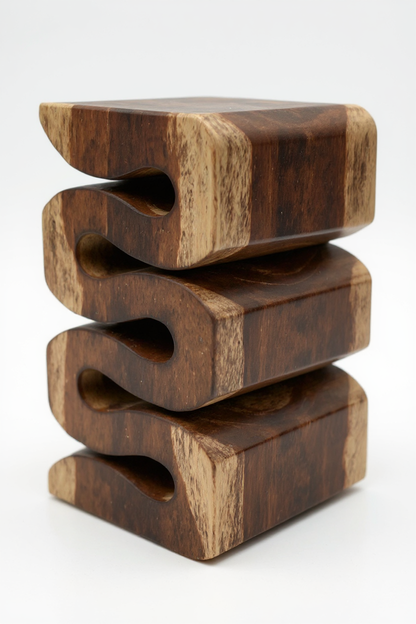 Saman Curve – Handgefertigter Samanholz Hocker & Beistelltisch