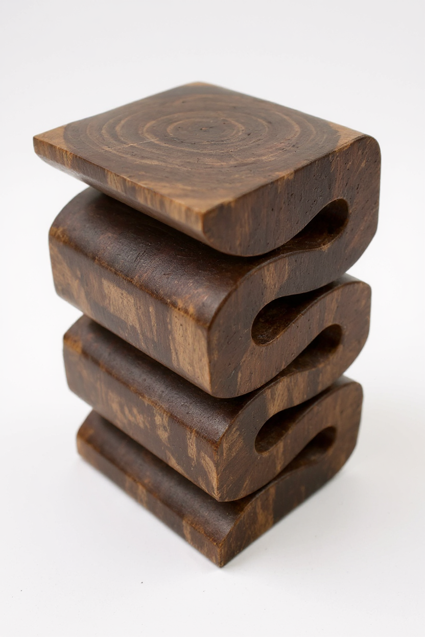 Saman Curve – Handgefertigter Samanholz Hocker & Beistelltisch