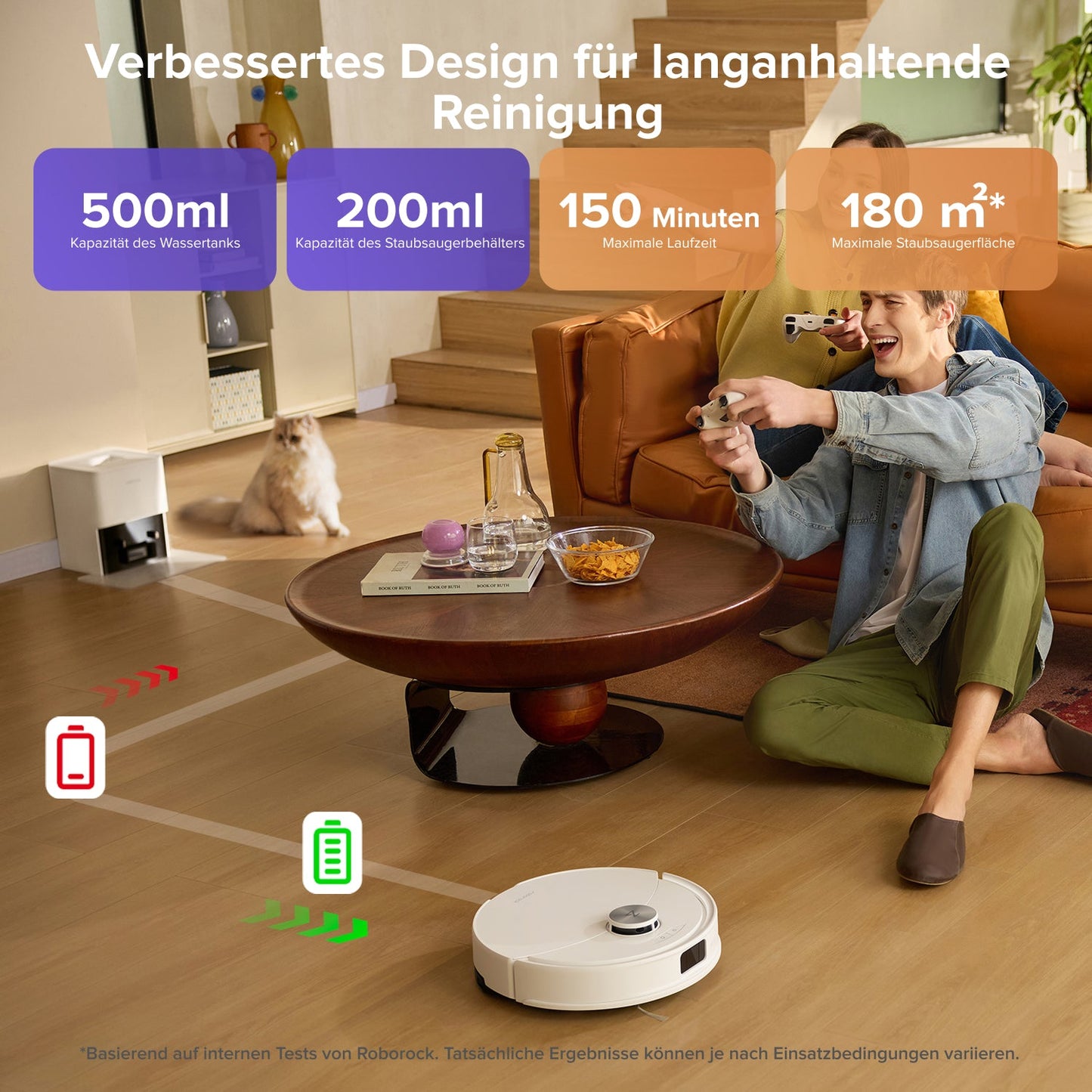 Roborock Q10 S5+ Set Saug- und Wischroboter mit Auto-Entleerungsstation mit zwei zusätzlichen Staubbeuteln