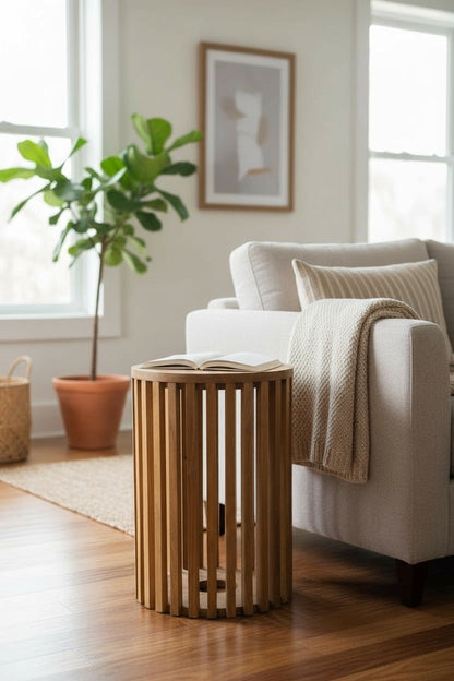 TEAK CIRCLE – Handgefertigter Beistelltisch aus massivem Teakholz FaHome