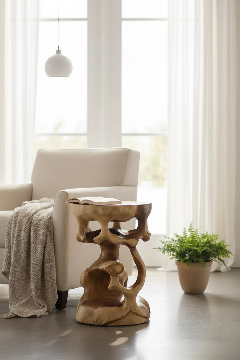 Saman Bonsai – Handgefertigter Samanholz Hocker & Ablagetisch