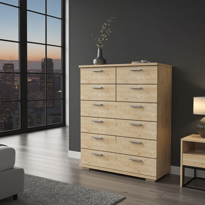 Nobis Schubladenkommode Sideboard | 8-Schubladen | 107cm hoch | 100% Bio Kiefer Massivholz Kiefer Massivholz