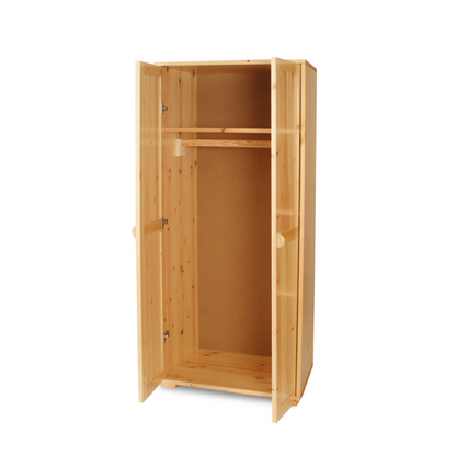 Vanessa Kleiderschrank | 2-Türig mit Kleiderstange | 100% Bio Kiefer Massivholz Kiefer Massivholz