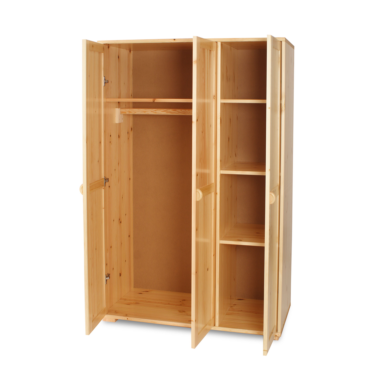 Vanessa Kleiderschrank | 3-Türig | 100% Bio Kiefer Massivholz Kiefer Massivholz