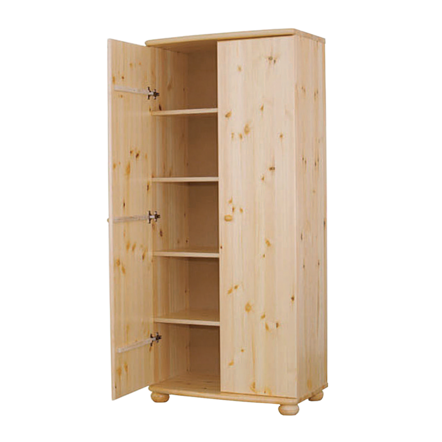 Natura-Kiefer -  Kleiderschrank 2-Türig 100% Bio Kiefer Massivholz Kiefer Massivholz