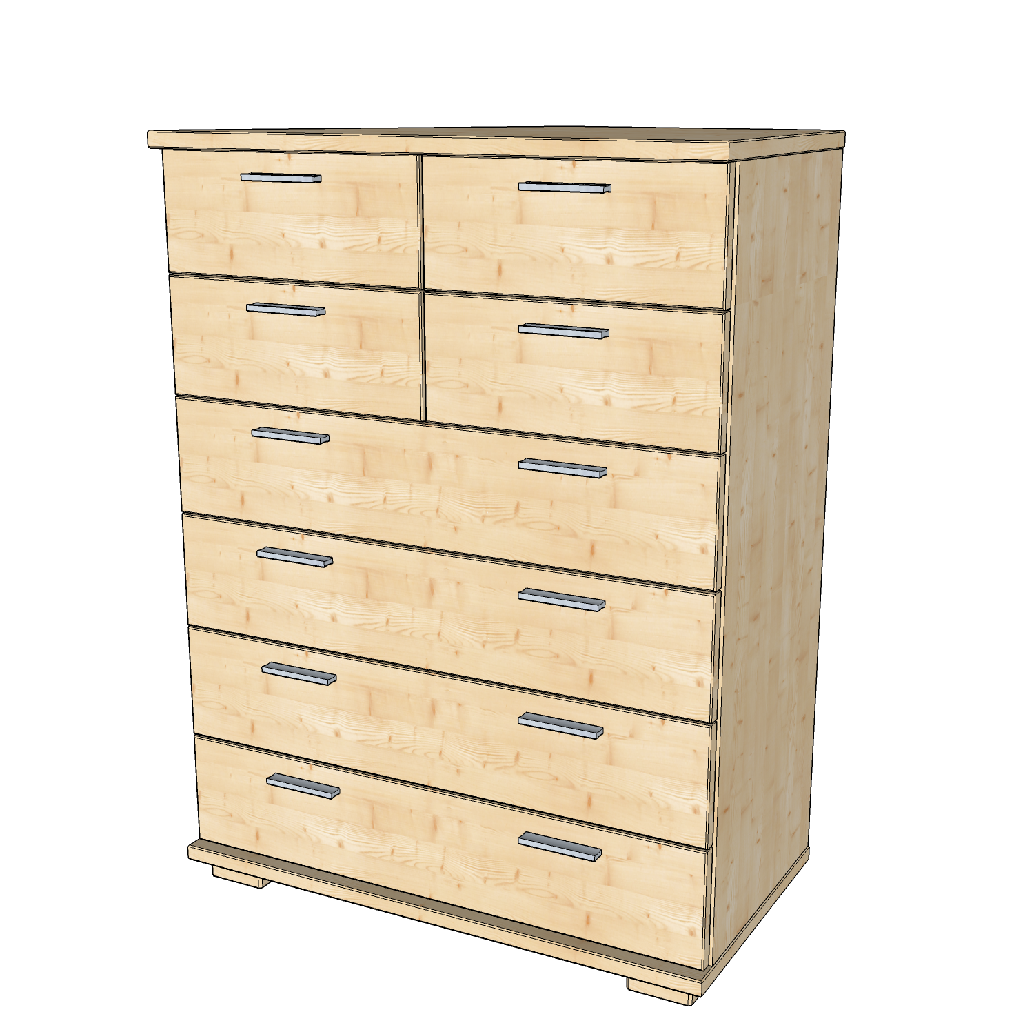 Nobis Schubladenkommode Sideboard | 8-Schubladen | 107cm hoch | 100% Bio Kiefer Massivholz Kiefer Massivholz
