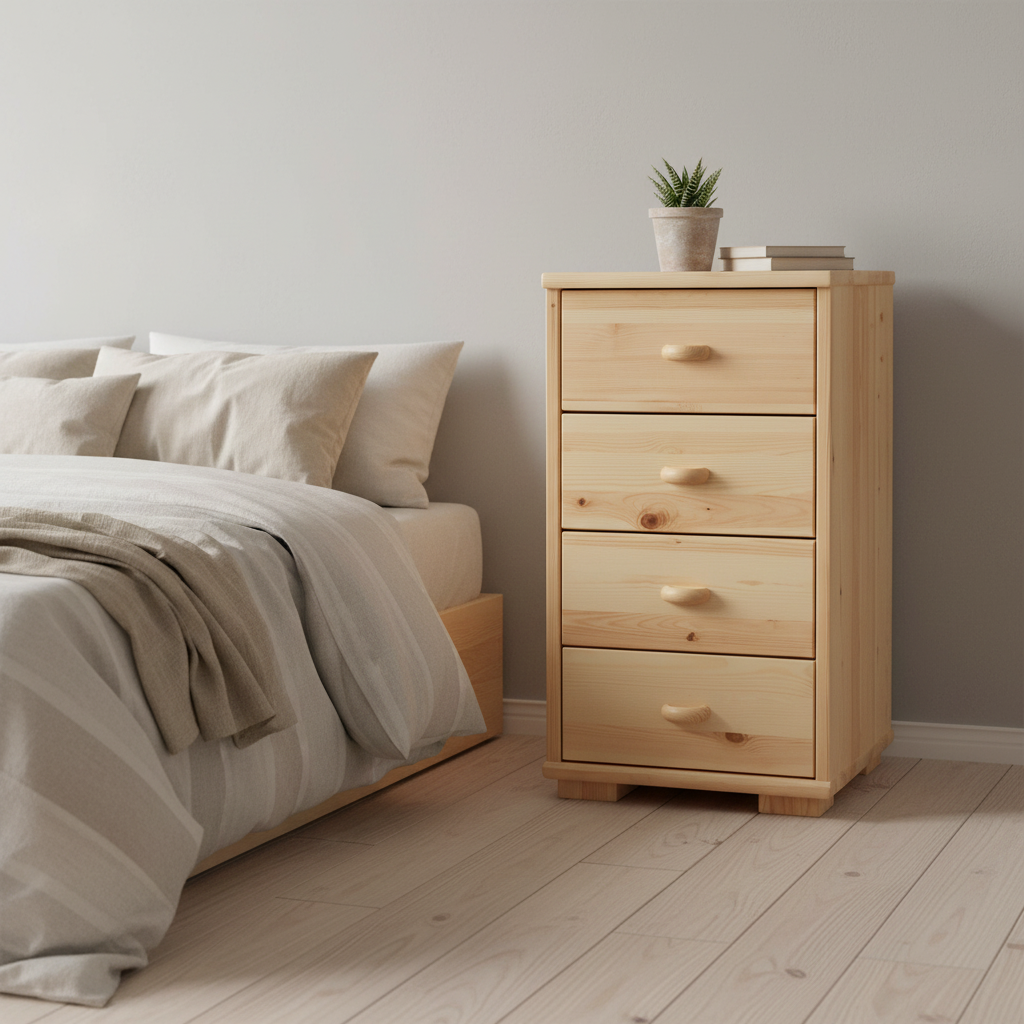 Vanessa Schubladen Kommode Sideboard | 4-Schubladen | 100% Bio Kiefer Massivholz Kiefer Massivholz