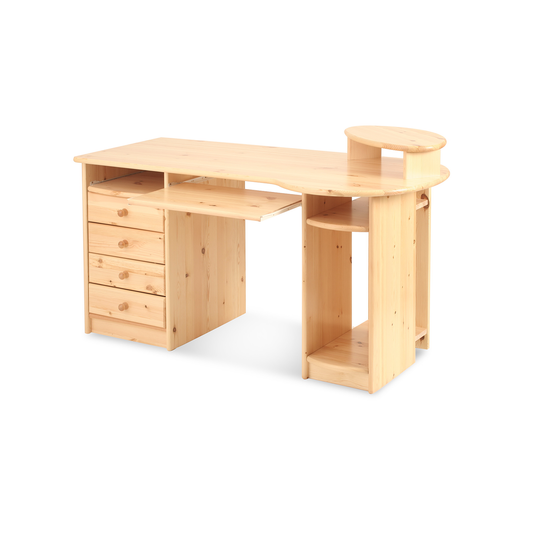 Vanessa Schreibtisch/Bürotisch | 4-Schubladen | Tastaturauszug | 100% Bio Kiefer Massivholz