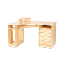 Lade das Bild in den Galerie-Viewer, Vanessa Eck-Schreibtisch L | Tastaturauszug | PC-Halterung | 100% Bio Kiefer Massivholz
