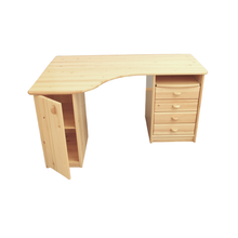 Lade das Bild in den Galerie-Viewer, Vanessa Eck-Schreibtisch | 1-Türig | 4-Schubladen | PC-Halterung | 100% Bio Kiefer Massivholz
