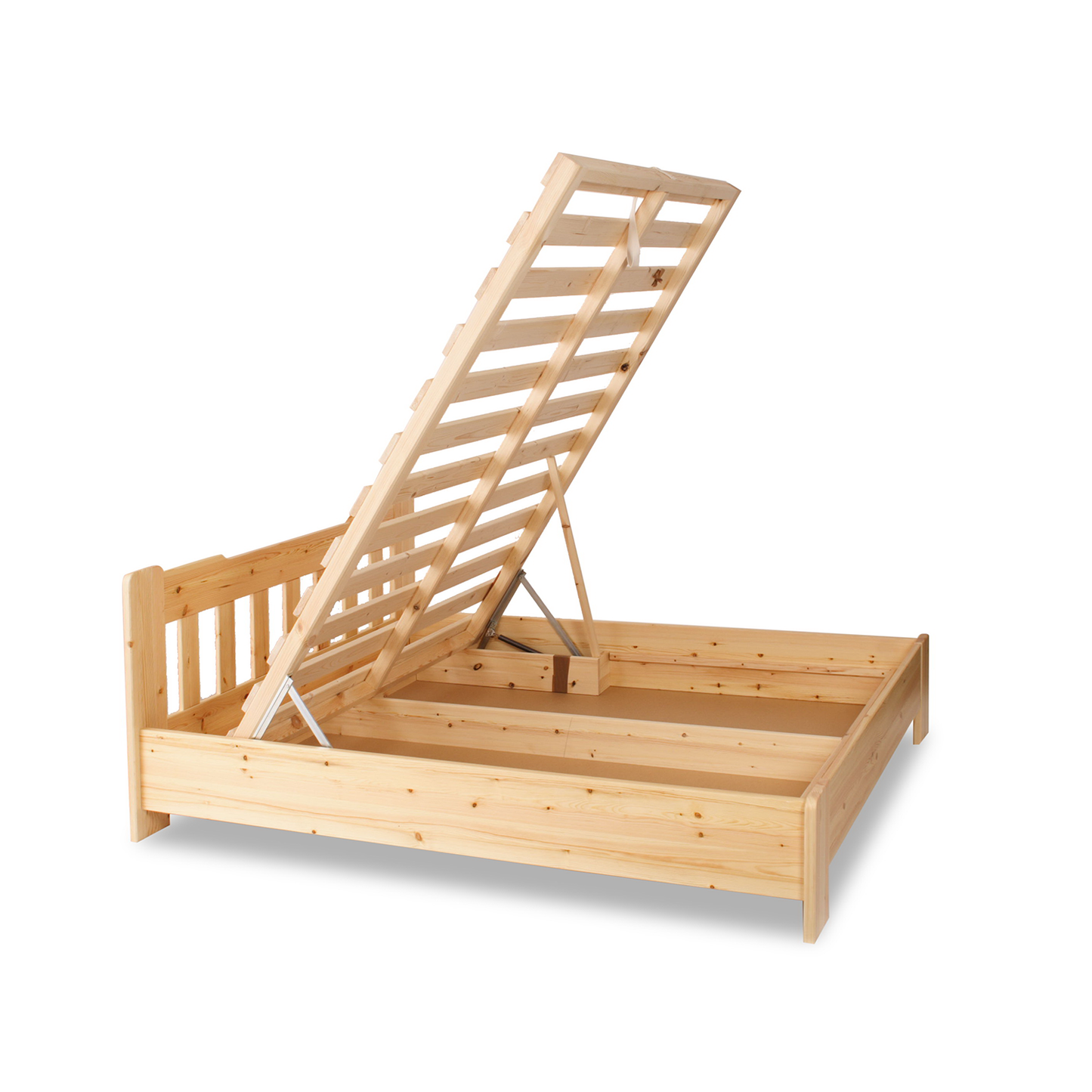Leo Kieferbett mit Bettkasten | Massivholz | Naturholz | 100% Bio-Bett inkl. Lattenrost Kiefer Massivholz