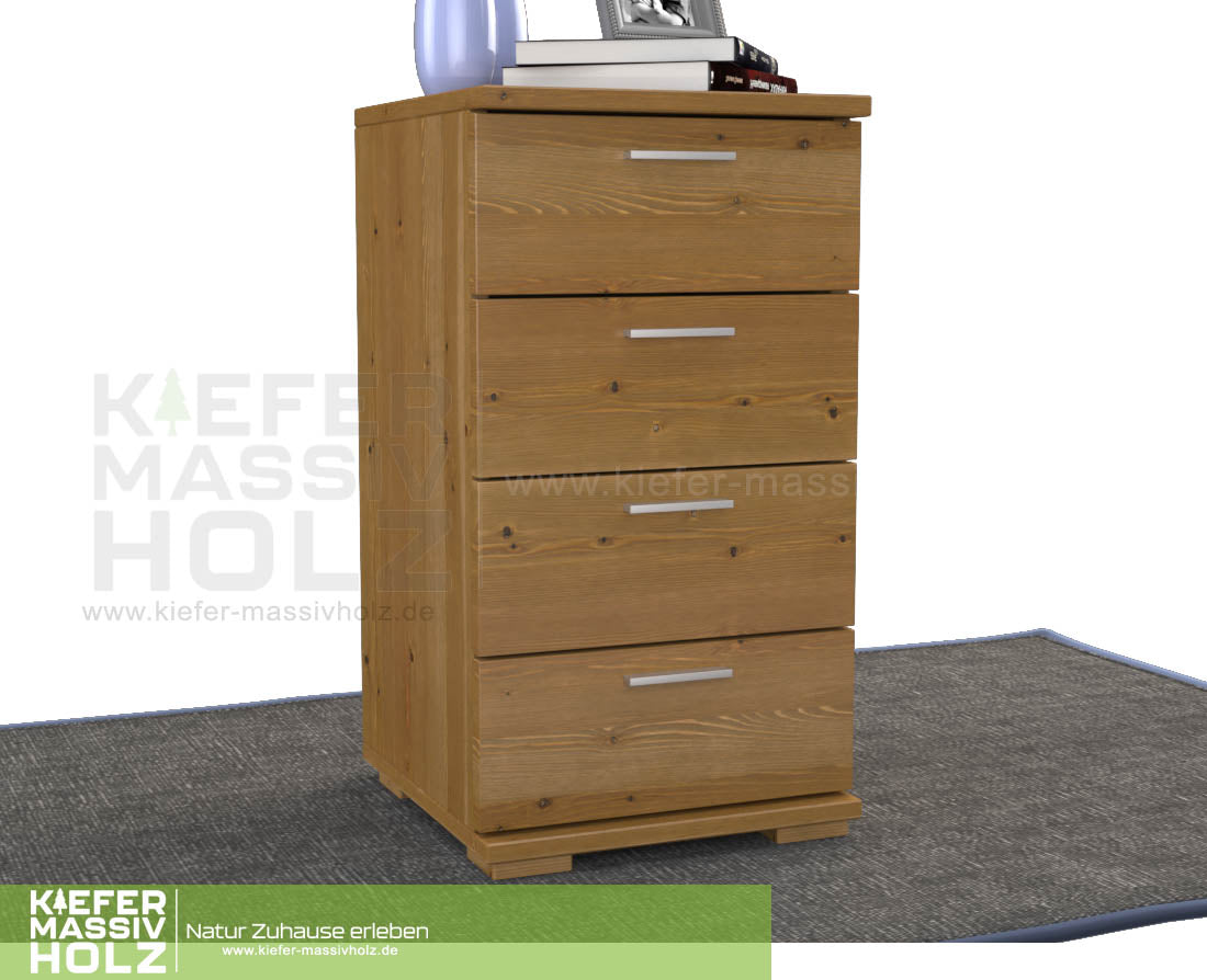 Nobis Schubladenkommode Sideboard | 4-Schubladen | 74cm hoch | 100% Bio Kiefer Massivholz Kiefer Massivholz