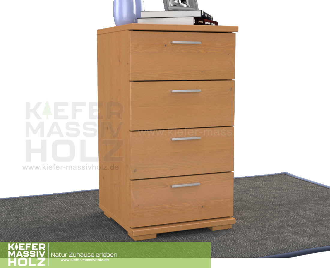 Nobis Schubladenkommode Sideboard | 4-Schubladen | 74cm hoch | 100% Bio Kiefer Massivholz Kiefer Massivholz