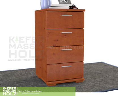 Nobis Schubladenkommode Sideboard | 4-Schubladen | 74cm hoch | 100% Bio Kiefer Massivholz Kiefer Massivholz