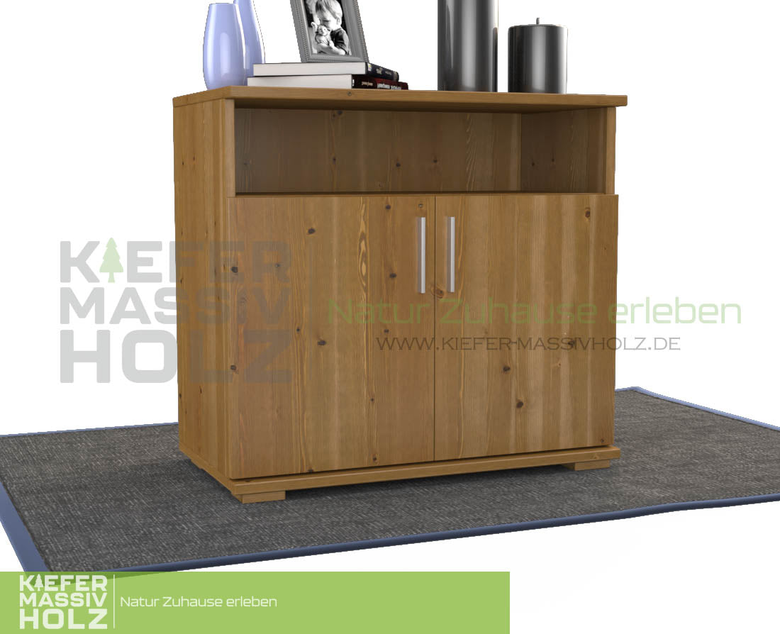 Nobis Kommode Sideboard | Anrichte | 2-Türig mit Regalfach | 100% Bio Kiefer Massivholz Kiefer Massivholz