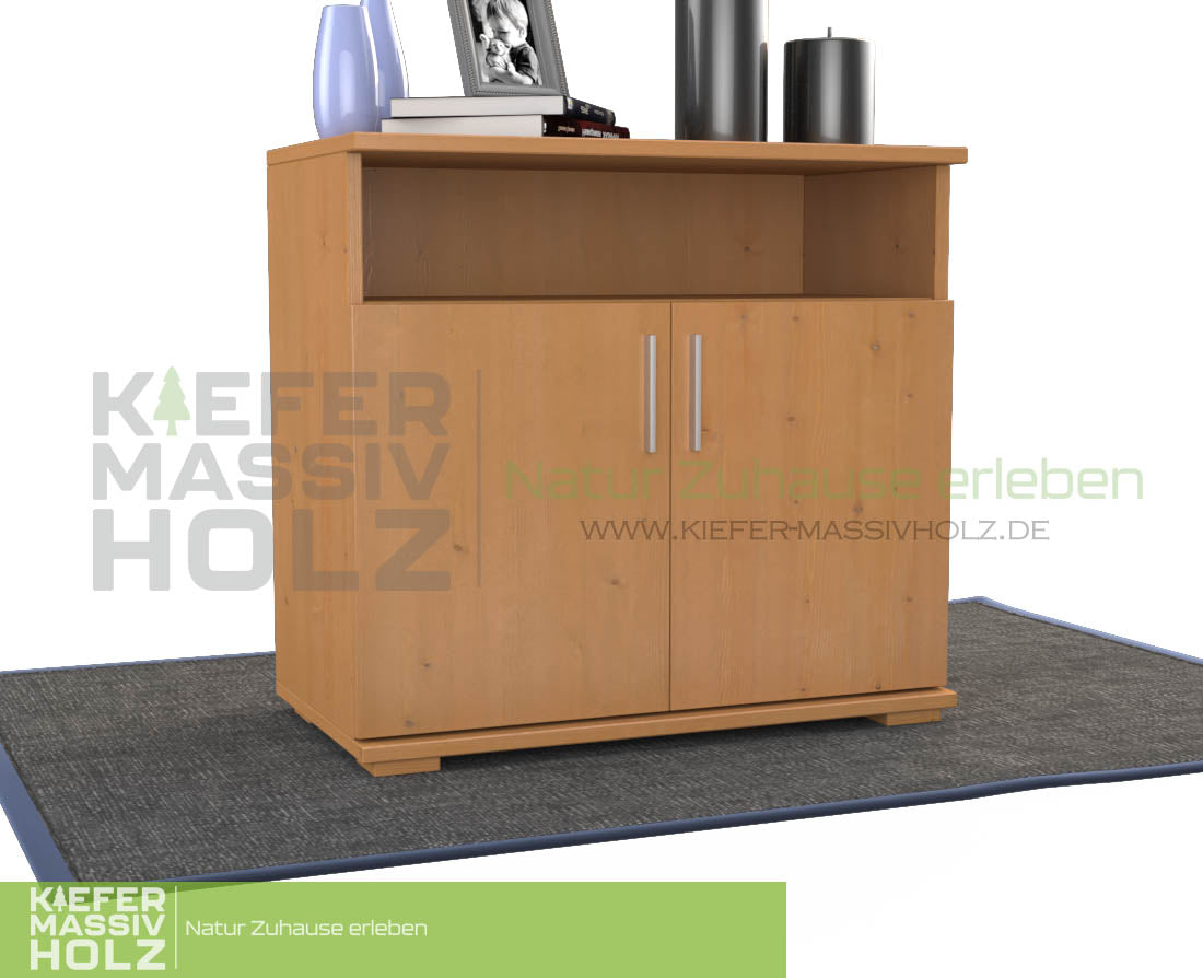 Nobis Kommode Sideboard | Anrichte | 2-Türig mit Regalfach | 100% Bio Kiefer Massivholz Kiefer Massivholz