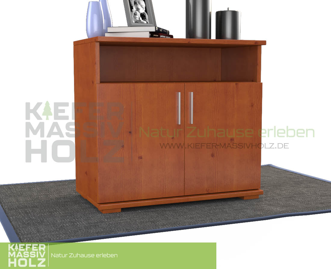 Nobis Kommode Sideboard | Anrichte | 2-Türig mit Regalfach | 100% Bio Kiefer Massivholz Kiefer Massivholz