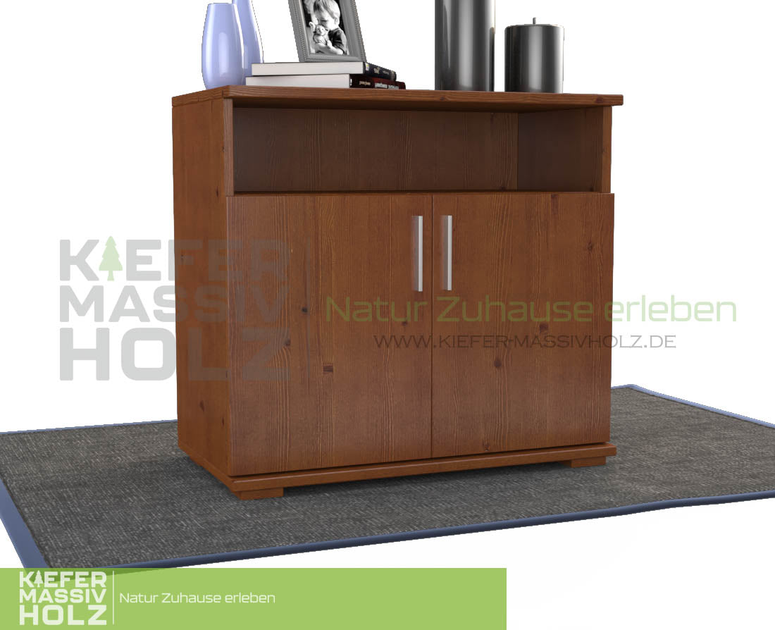 Nobis Kommode Sideboard | Anrichte | 2-Türig mit Regalfach | 100% Bio Kiefer Massivholz Kiefer Massivholz