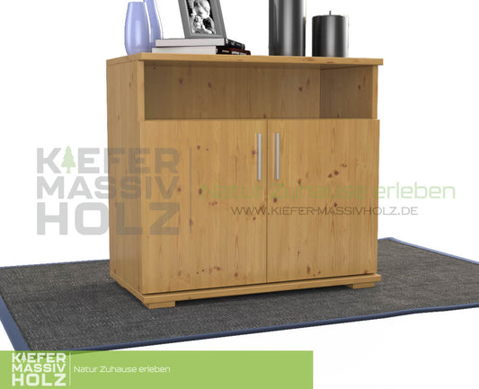 Nobis Kommode Sideboard | Anrichte | 2-Türig mit Regalfach | 100% Bio Kiefer Massivholz Kiefer Massivholz
