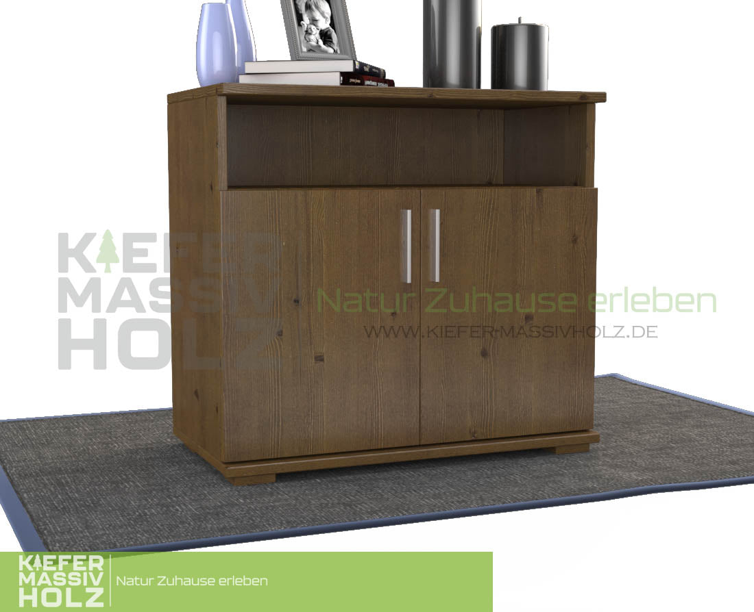 Nobis Kommode Sideboard | Anrichte | 2-Türig mit Regalfach | 100% Bio Kiefer Massivholz Kiefer Massivholz