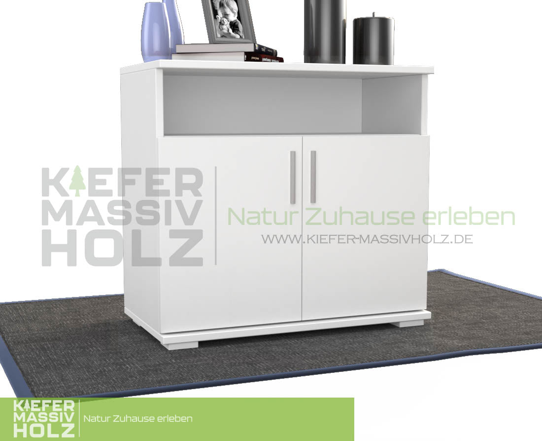 Nobis Kommode Sideboard | Anrichte | 2-Türig mit Regalfach | 100% Bio Kiefer Massivholz Kiefer Massivholz