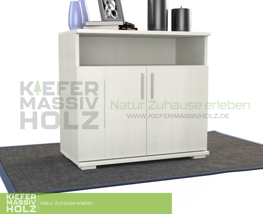 Nobis Kommode Sideboard | Anrichte | 2-Türig mit Regalfach | 100% Bio Kiefer Massivholz Kiefer Massivholz