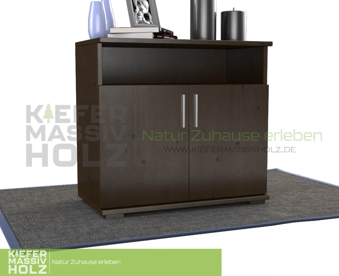 Nobis Kommode Sideboard | Anrichte | 2-Türig mit Regalfach | 100% Bio Kiefer Massivholz Kiefer Massivholz