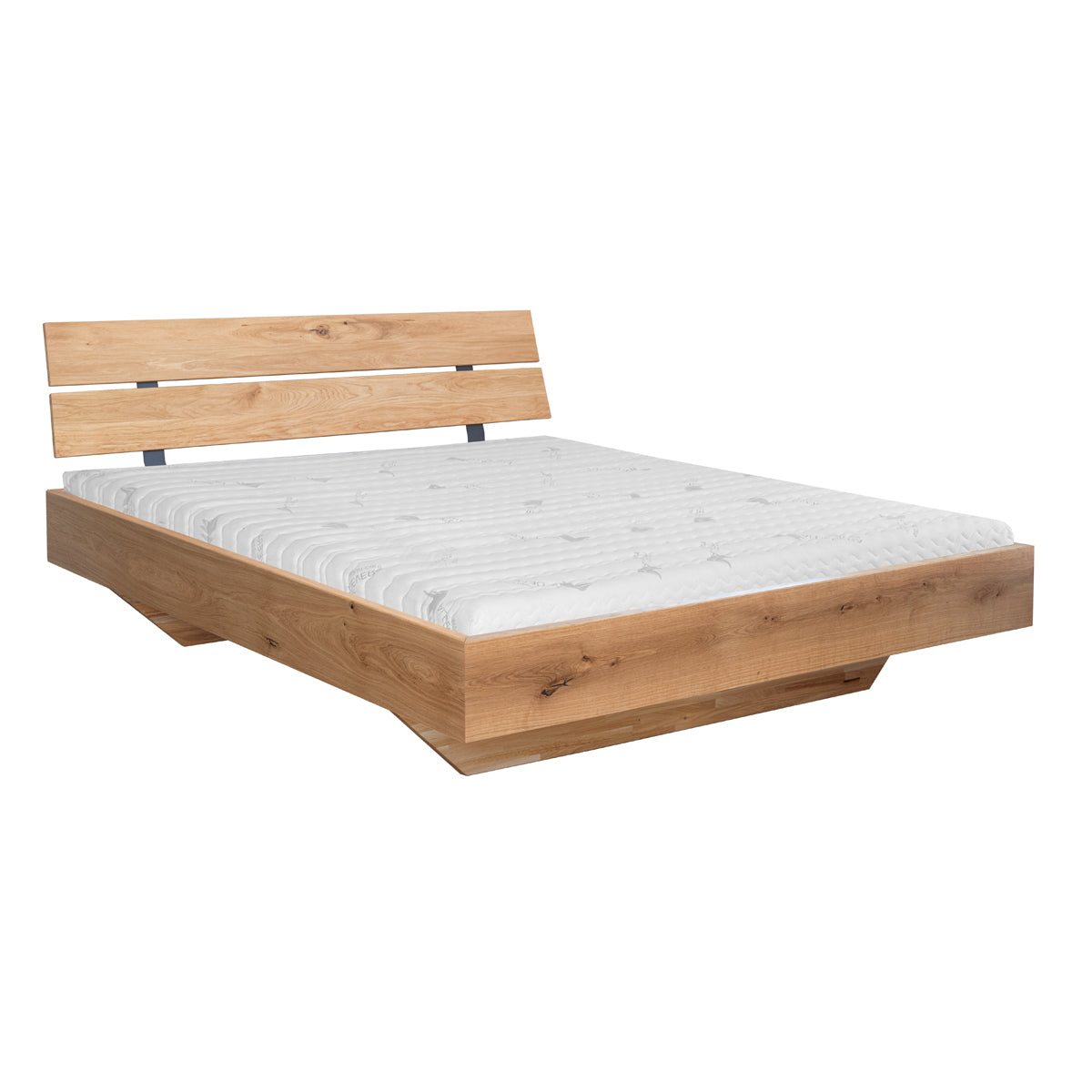 Turin Massivholz Eichenbett 140-180cm mit Holzbeinen und doppelter Rückenlehne Kiefer Massivholz