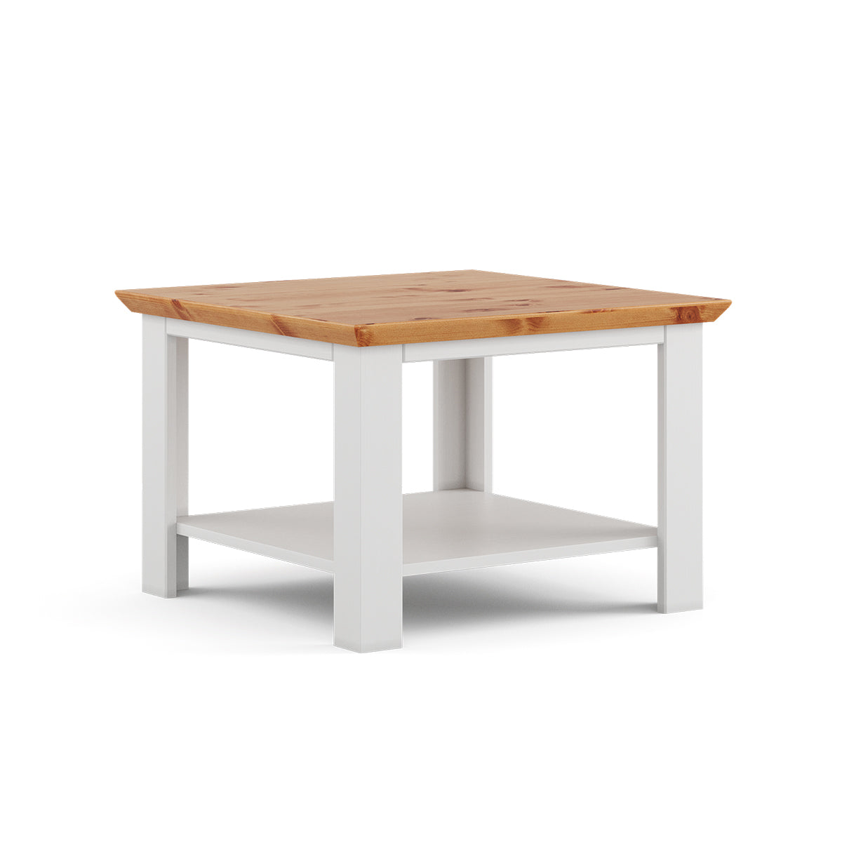 Milano Elite Massivholz Kiefer Couchtisch | Farbe Weiß/Kiefer Kiefer Massivholz
