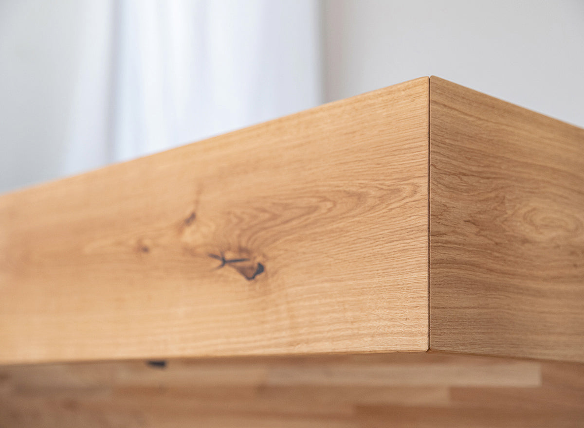 Turin Massivholz Eichenbett 140-180cm mit Holzbeinen und doppelter Rückenlehne Kiefer Massivholz