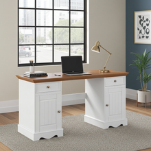 Lade das Bild in den Galerie-Viewer, Bologna Elegante Massivholz Kiefer Schreibtisch | Farbe Weiß - Eiche Kiefer Massivholz
