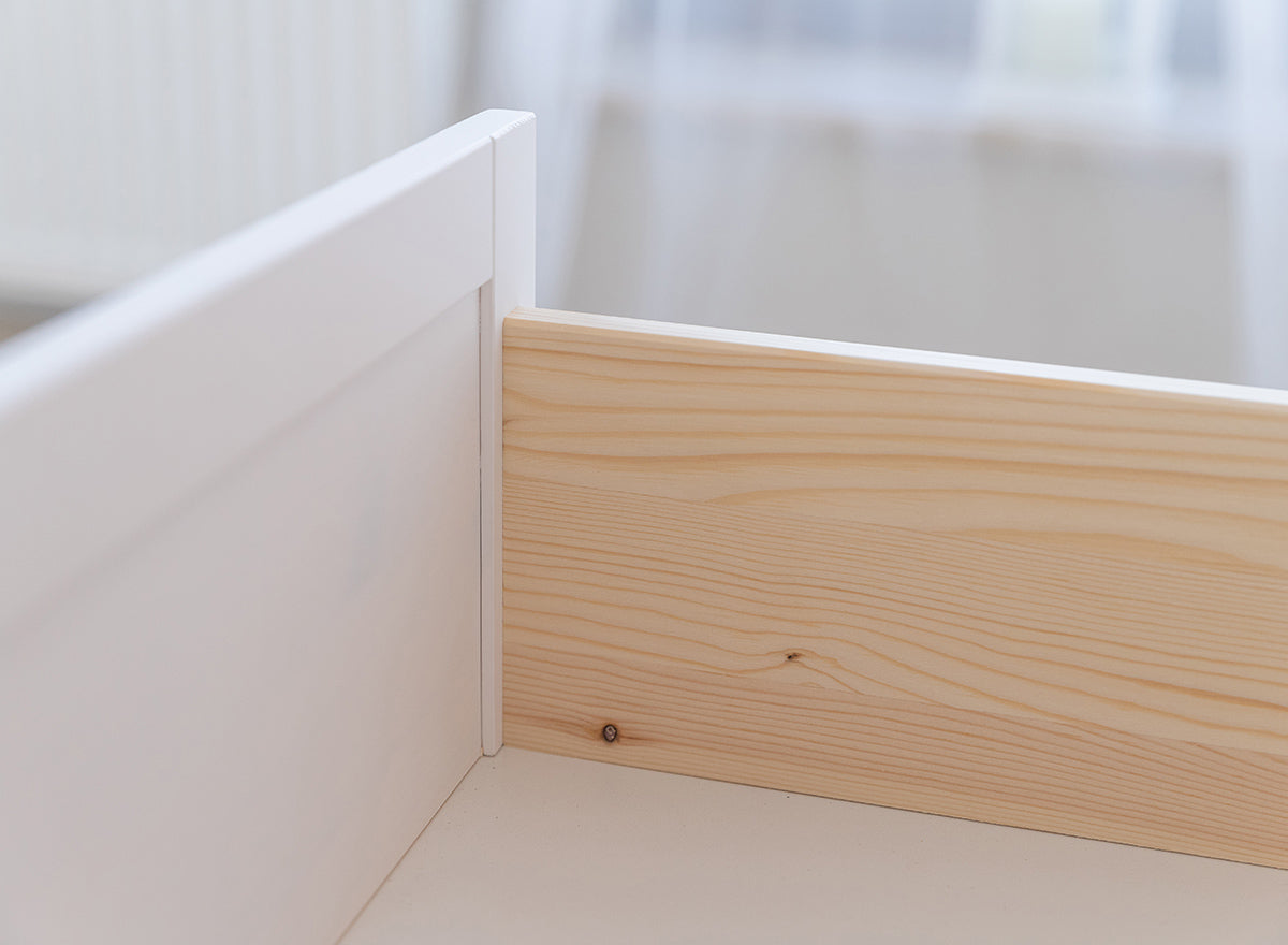 Milano Elite Massivholz Kiefer Vitrine 1.3 | Farbe Weiß/Kiefer Kiefer Massivholz