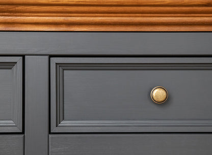 Bologna Elegante Massivholz Kiefer 5 Schubladen Kommode | Farbe Graphit - Eiche