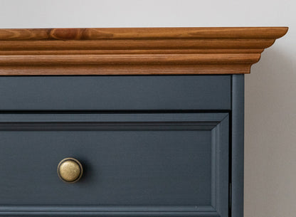 Bologna Elegante Massivholz Kiefer Kommode 3.3 | Farbe Graphit - Eiche